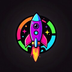 Canvas Print - Colorful Rocket Illustration