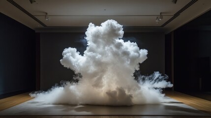 Poster - A cloud of thick white smoke spreads out in front of a dark backdrop, creating an eerie, dramatic scene