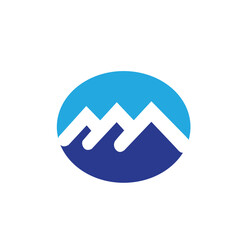 oval mountain with oval blue space logo vector symbol icon design illustration