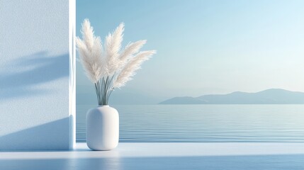 Poster - A peaceful, tranquil blue aesthetic with smooth transitions of blue hues, evoking calmness and serenity in a minimalist design