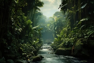 Wall Mural - Jungle vegetation outdoors woodland.