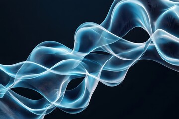 Poster - A dynamic visualization of flowing, translucent waves in a dark background, showcasing a blend of light and movement.