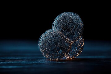 Poster - A glowing, interconnected network of spheres, showcasing a blend of light and shadow on a dark background, evoking a sense of depth and dimension.