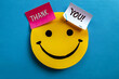 © Daniel Sawyer - thank you sticky notes over a plain background happy smile, editorial resources, original ideas on paper craft