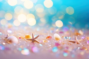 Poster - Beach bokeh effect background backgrounds invertebrate illuminated.