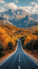 Poster - A road with a mountain in the background