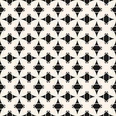 Wall Mural - Vector abstract geometric seamless pattern in gothic style. Monochrome ornament texture with curved shapes, crosses, tiles. Simple black and white background with medieval motifs. Repeating design