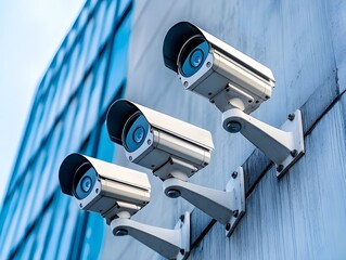 Security Cameras Mounted on Modern Building Exterior