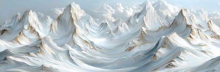 Poster - Snowy Great Caucasus ridge with Mt. Ushba at Elbrus ski slope, Kabardino-Balkaria, Russia, taken from Pastuchova kliffs.