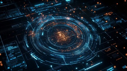 Fototapete - Technology background. Stock. Science background. Data visualization. 3D rendering.