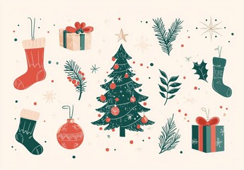 Poster - A collection of gif and merry Christmas and happy new year icons.