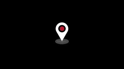 Fototapete - GPS location pointer animated with radio wave, location map pointer with pin icon and location 4k animation
