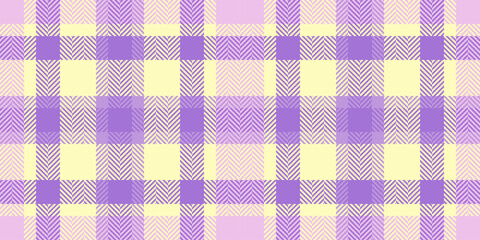 Calm plaid texture vector, poncho check tartan fabric. Drapery pattern background textile seamless in light and violet colors.