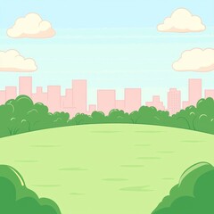 Poster - The summer season is here, and this is a horizontal summer season background with green fields and hills.