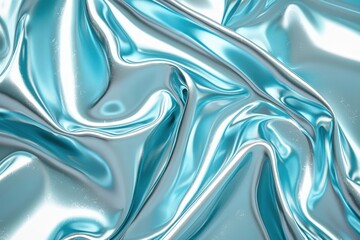 Aufkleber - The smooth turquoise fabric glistens in the light, creating a luxurious texture with its gentle folds and ripples, inviting touch and admiration