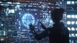 © RedTroSpce AI Gen By - Futuristic User Interacting with Holographic Interface