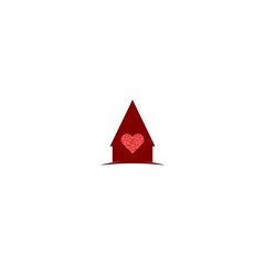 Aufkleber - Real estate house icon with heart inside isolated on white background