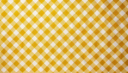 Wall Mural -  Yellow and white checkered tablecloth texture 