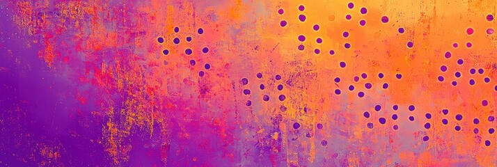 Aufkleber - This artwork showcases a dynamic blend of purple, orange, and pink shades, highlighted by an interesting arrangement of dotted patterns against a textured backdrop
