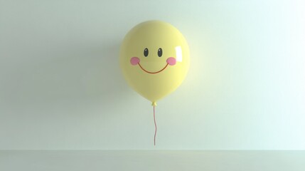 Wall Mural - A Yellow Balloon With a Smiling Face and Pink Cheeks