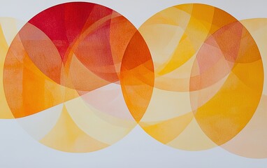 Poster - Abstract geometric art featuring overlapping circles in warm shades of orange and red, creating a vibrant composition