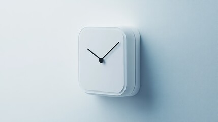 Aufkleber - A Minimalist White Clock with Black Hands on a Light Blue Wall