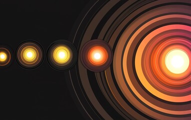 Poster - Abstract representation of celestial bodies with concentric circles in a dark space background during artistic visualization