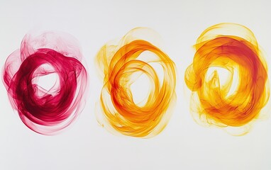 Poster - Colorful swirls of red and orange on a white background create an abstract artistic composition that captivates the viewer's attention deeply