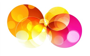 Poster - Abstract composition of overlapping colorful circles in vibrant warm tones showcasing artistic design elements