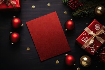 Wall Mural - Christmas card mockup christmas decoration publication.