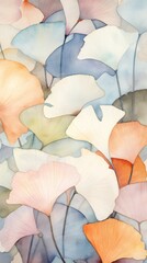 Canvas Print - Ginko leaves abstract painting pattern.