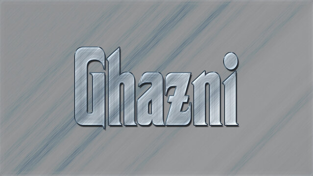 3D Glass effect afghanistan city name design of Ghazni, glassy background.	