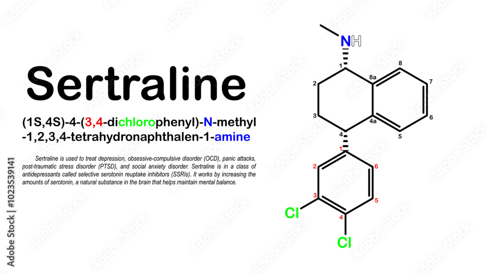 sertraline-drug-molecule-chemical-structure-with-numbering-stock