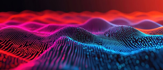Poster - Vibrant digital waves in pink and blue, creating a mesmerizing abstract landscape.