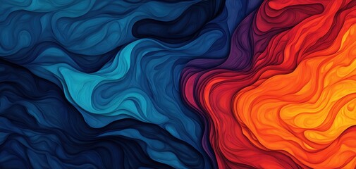 Poster - Abstract waves blending vibrant colors seamlessly, creating a stunning visual experience.