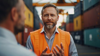Aufkleber - CEO of a shipping company greeting employees. Generative AI.