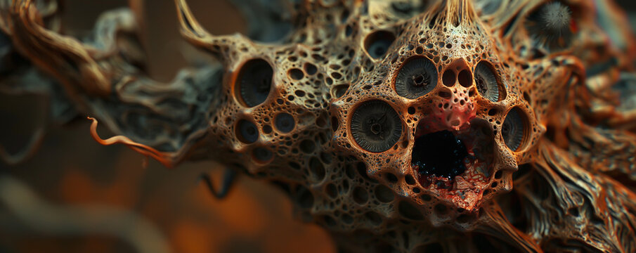 Hyperbolic Organic Structure: Glowing, Abstract, Futuristic, Microscopic, Otherworldly Landscape