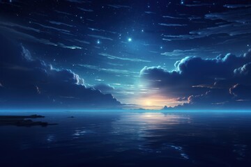 Wall Mural - Night sky sea outdoors.