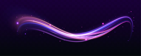 Poster - Low-poly construction of fine lines. Abstract long exposure dynamic speed light trails background. Bright glowing line of new technologies on dark background in neon colors.	