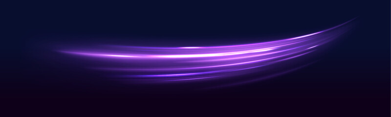 Poster - Dynamic abstract vector art with flowing lines in vibrant pink, purple, and blue hues on a dark background.	High speed effect motion blur night lights blue and red. 