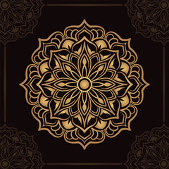 Wall Mural - golden mandala ornament, round decorative design