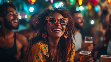 groups of adult friends drinking beer 