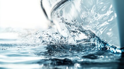 Poster - Close-up of water splashing, capturing motion and fluid dynamics.