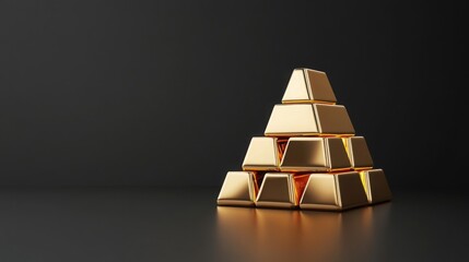 Gold Bars Pyramid Financial Success Wealth Concept