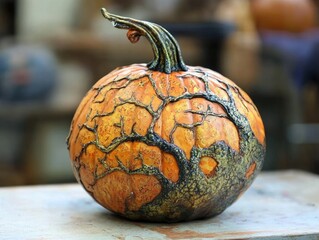 Wall Mural - creative pumpkin decoration for festive celebrations