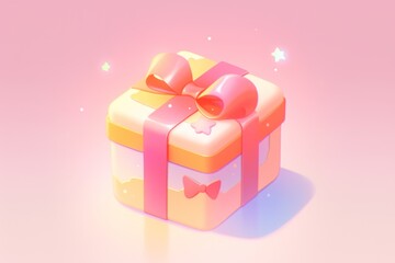 Poster - A Pink Gift Box with a Yellow Ribbon and a Bow