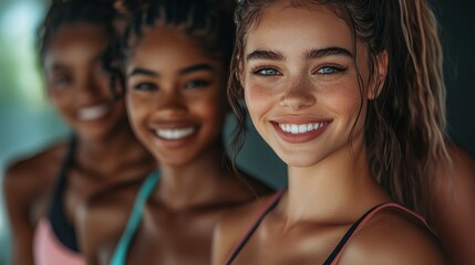 Wall Mural - Three women smiling for the camera