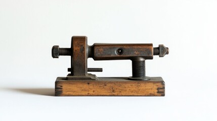 Poster - Vintage Wooden and Metal Hand Crank Tool with Screws