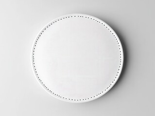 blank white round patch mockup, top view, 3d representation, clean texture with circular stitches, perfect for logo design or branding purposes, isolated on a soft background