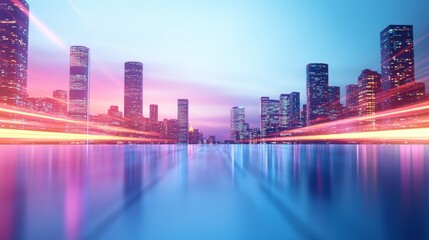 Poster - A futuristic cityscape where buildings blend seamlessly with digital projections, blurring the line between the virtual and real worlds.